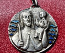 1960's Saint Christopher Medal on chain by Jean balme