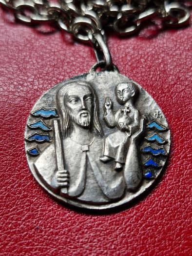 1960's Saint Christopher Medal on chain by Jean balme