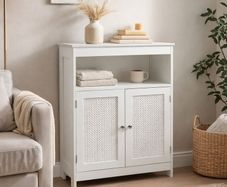White Storage Cabinet with Doors