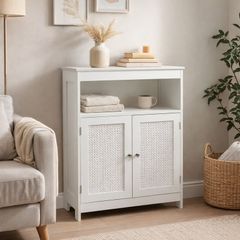 White Storage Cabinet with Doors