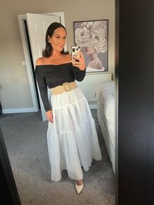maxi skirt and bodysuit