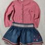 Rocha Little Rocha Denim Skirt And Pink Cardigan Image 7