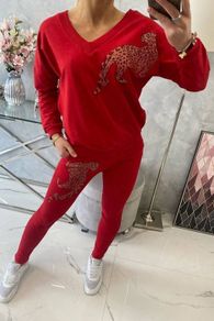 2 piece  tracksuit set with zircon panther
