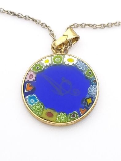 Italian Sterling Silver Millefiori Murano Glass Necklace