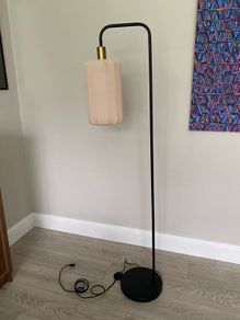 Japandi Floor Lamp Black with Gold and Beige Shade - Pluni