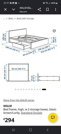 Bed frame wirh 4 pull out drawers