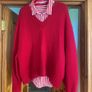 Zara Red Oversized V Neck Jumper  Size Large Image 10