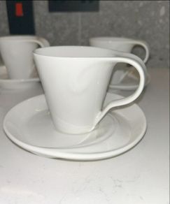 4 Symphony Contempo Espresso Cup and Saucer Set White