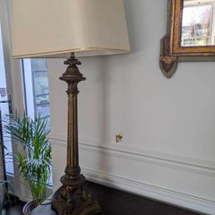 19th Century Gilded Brass Lamp Corinthian
