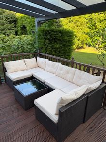 Luxury Rattan Garden Corner Sofa with Table