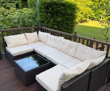 Luxury Rattan Garden Corner Sofa with Table