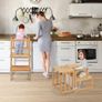 3-In-1 Toddler Kitchen Stool Helper  Convertible Standing Tower With Whiteboard for Kids Childrens Bathroom Kitchen Counter Helper Mothers' Helper Tower Learning Stool (Natural) Image 7