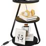 Side Table, Small Round Coffee Table with 3 Color LED Lights, End Table with 3 Tier Storage Shelves, Bedside Sofa Side Tables for Living Room Bedroom, Black Image 3