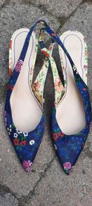 Zara Court Floral Shoes (Size:4) Kitten Heels