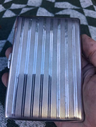 Mid Century Large Sterling Silver Gilded Cigarette Case(185 grams)