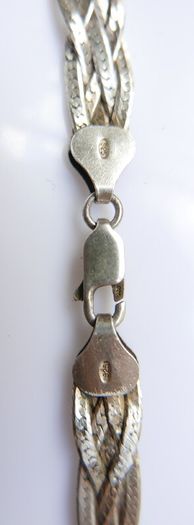 Vintage 925 Sterling Silver 5 Strands Braided Made in ITALY Necklace, length 18" - 16,1g