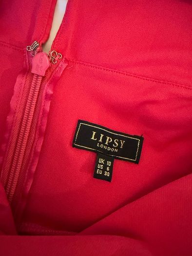 Lipsy Pink Cross.  Front Halter Neck Midi Dress    Size 10 (Excellent Condition)