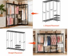 Heavy Duty Corner Clothes Rack Wardrobe 499 kg Capacity Adjustable Storage System