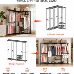 Heavy Duty Corner Clothes Rack Wardrobe 499 kg Capacity Adjustable Storage System