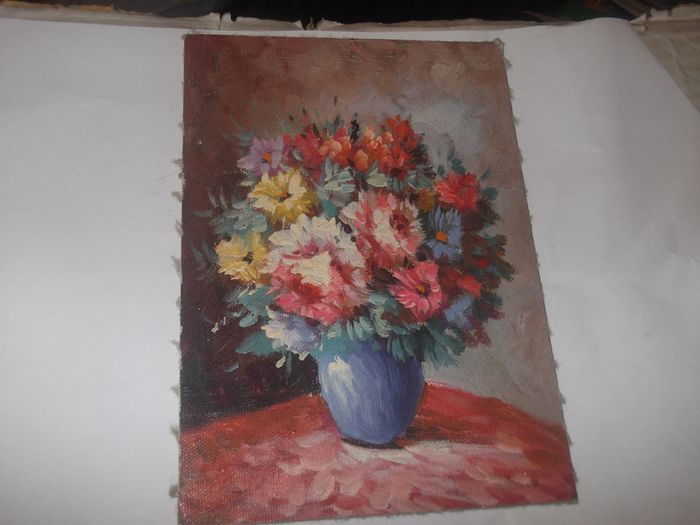 a small oil painting on board of still life