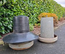chicken feeders with hats