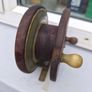 Large  old  timber brass  fishing real Image 2