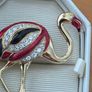 Vintage Enamel Flamingo Gold Tone Brooch Image 2