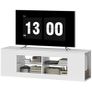 140 cm TV stand, TV dresser, 6 compartments, 2 glass shelves, chipboard, white Image 5