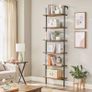6 Tier Shelf Ladder Shelf Storage for Books, Decoration, Bedroom, Living Room, Office, 60 x 30 x 204.8 cm, Industrial Design, Vintage Brown/Black Image 2