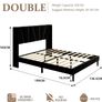 Double Bed Frame with Headboard, Velvet Geometric Tufted Upholstered Platform Bed Frames, Contemporary Mattress Foundation, No Box Spring Needed, Noise Free, Easy Assembly, Black Image 7
