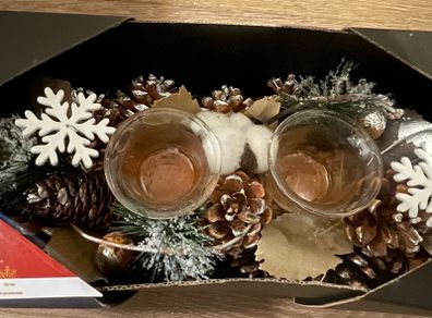 christmas candle holder centre piece natural decor brand new