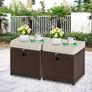 2 Pieces Outdoor Patio Ottomans, PE Rattan Foot Stool with Storage All Weather Outdoor Ottomans Footrest Seat with Removable Cushion(White) Image 2