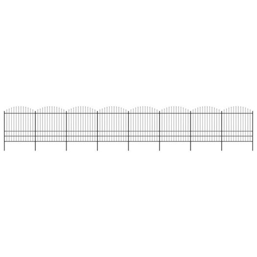 Garden Fence with Spear Top Steel (1.75-2)x13.6 m Black