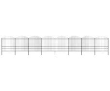 Garden Fence with Spear Top Steel (1.75-2)x13.6 m Black