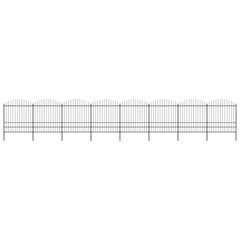Garden Fence with Spear Top Steel (1.75-2)x13.6 m Black