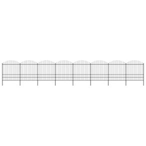 Garden Fence with Spear Top Steel (1.75-2)x13.6 m Black