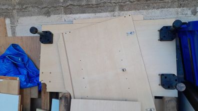 Pieces of wood from kitchen renovation.