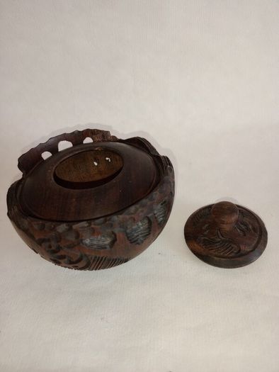 Antique Hand Carved Hardwood Treen Box