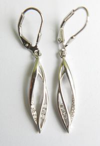 Vintage Sterling Silver 925 Earrings Hanging Drop Genuine Zirconia 2,5g