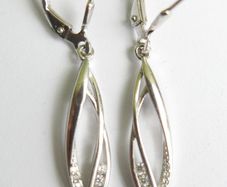 Vintage Sterling Silver 925 Earrings Hanging Drop Genuine Zirconia 2,5g