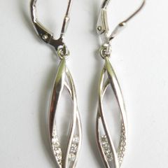 Vintage Sterling Silver 925 Earrings Hanging Drop Genuine Zirconia 2,5g