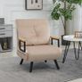 4-in-1 Velvet-Feel Single Chair Bed, with Throw Pillow - Beige Image 7