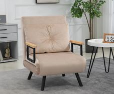 4 in 1 Velvet Feel Single Chair Bed, with Throw Pillow
