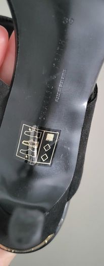CHARLES & KEITH black suede wide strap high heels Sz 39 ( Fit 6-6.5 UK) - Rrp 153 (New)