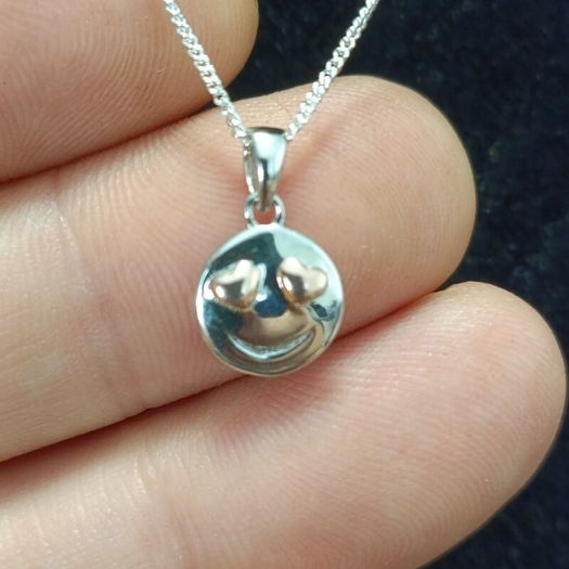 Sterling Silver Smiley Face Pendant Necklace - Happy Charm Jewelry