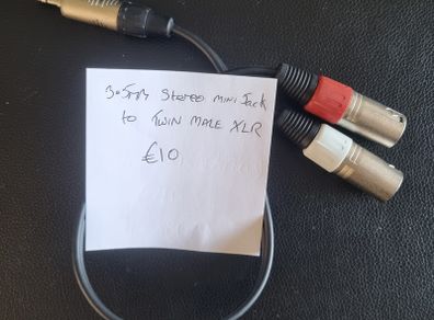 Stereo 3.5mm mini jack to twin male XLR