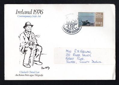 1976 Ireland Contemporary Irish Art Painting by Paul Henry Commemorative Stamp Department of Post and Telegraph Addressed First Day Cover (FDC)