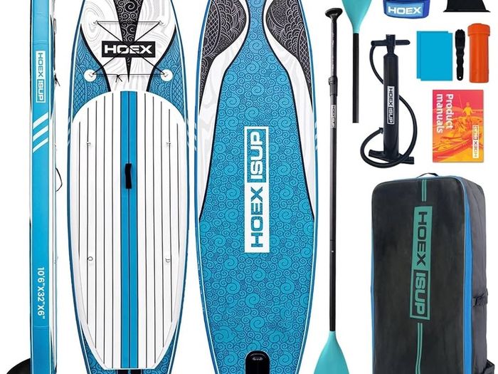 FREE EXPRESS SHIPPING Inflatable Stand Up Paddle Board, 10ft Paddle Boards for Adults with Premium SUP Paddleboard Accessories & Backpack, Wide Stable Design, Non-Slip Comfort Deck for Beginners & Experts