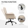 Tufted Linen Office Chair with Adjustable Height, Arm Rest & 360 Swivel Beige Image 5