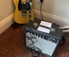Freya tele electric guitar and Fender Frontman 15G amp amplifier